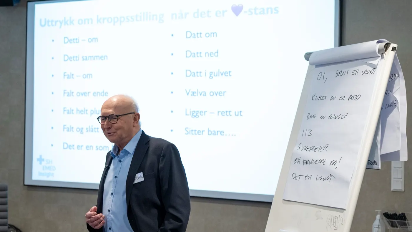 Jon Erik Steen-Hansen teaching at the flip chart during the 113 project days